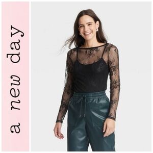 NWOT Black Lace Overlay Top